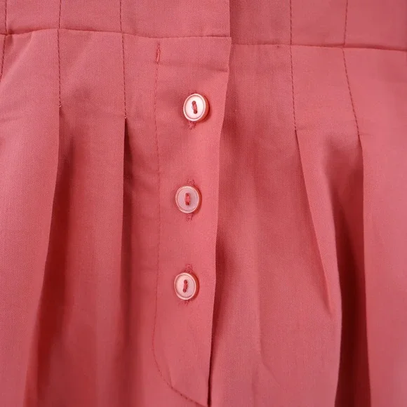 Exquise Jumpsuit Women XSP Pink Wide Leg Button Front Pleated Waist Short Sleeve - Picture 11 of 16